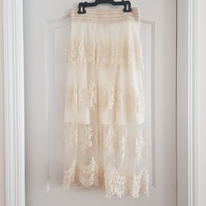 [3 for $18] Cream Lace See-through Midi/Maxi Skirt